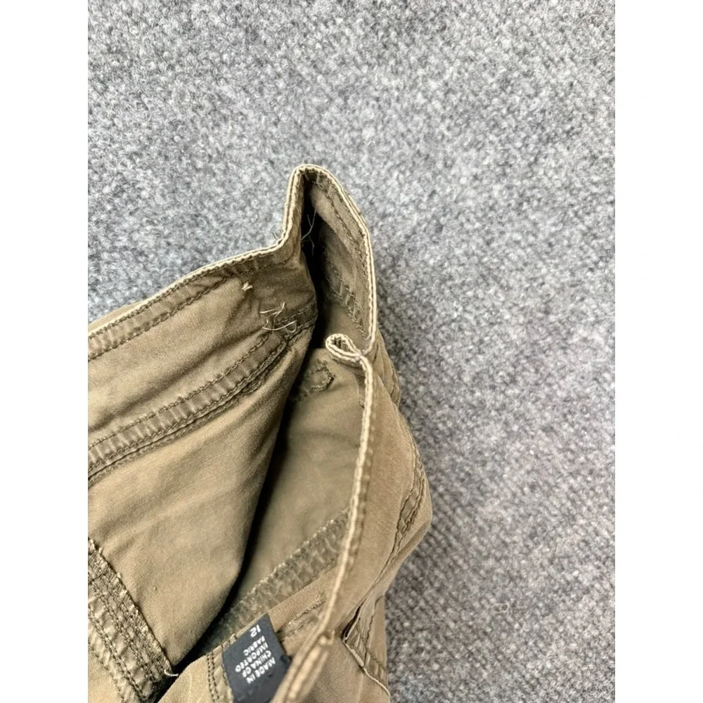 Eileen Fisher Cropped Green High Rise Capri Pants Drawstring Hem Pockets Size 12